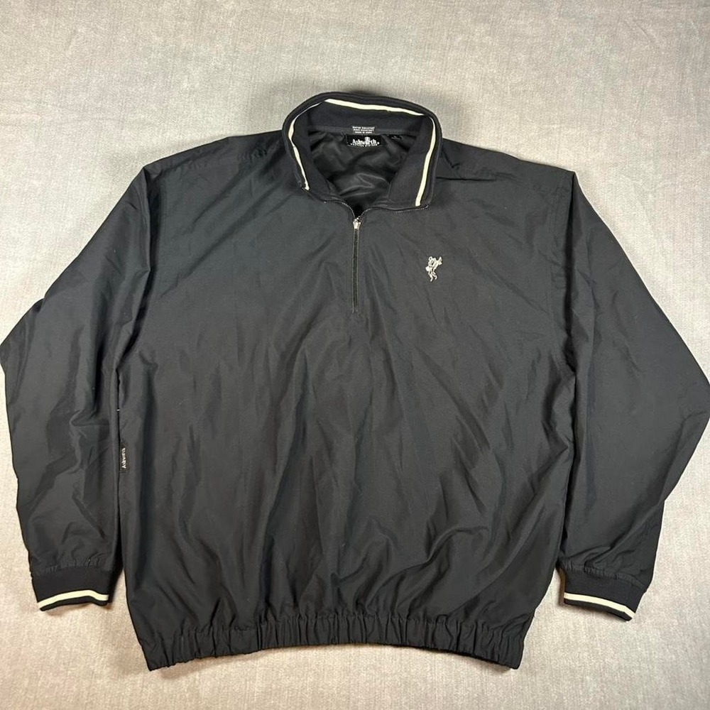 Ashworth Weather Systems Mens Black Quarter Zip Golf Windbreaker Jacket Large